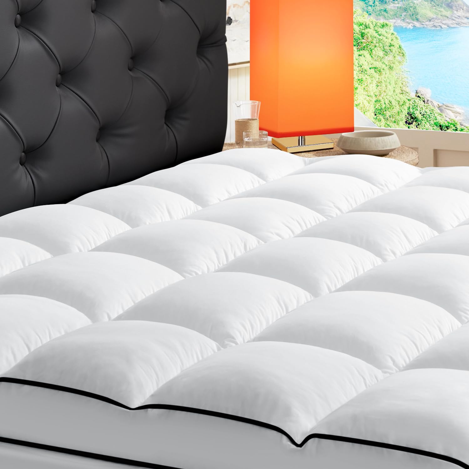 Uskrige Queen Mattress Topper, Extra Thick Cooling Mattress Pillowtop For Back Pain, Plush Mattress Pad Protector With 8-21 Inch